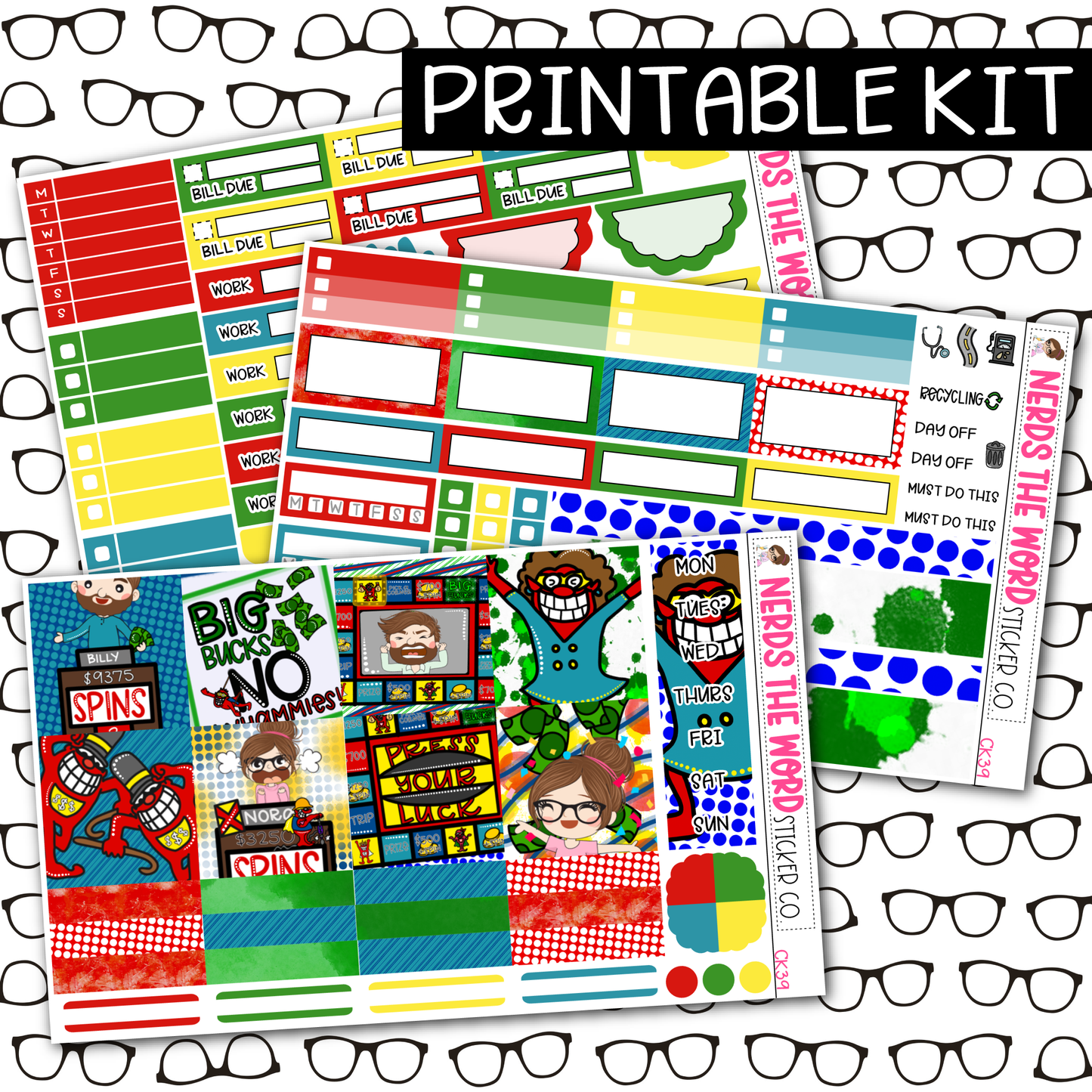 PRINTABLE Whammy Weekly Kit - Choose your Size