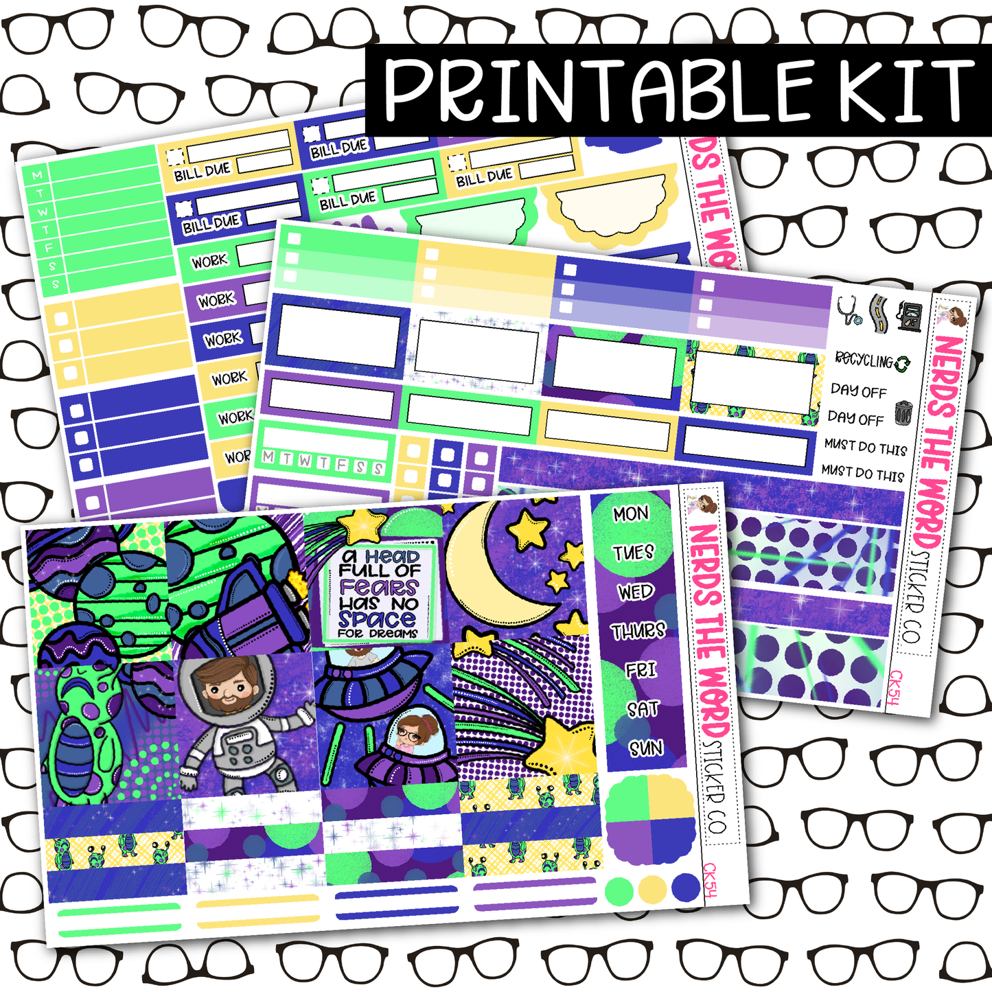 PRINTABLE Space Weekly Kit - Choose your Size