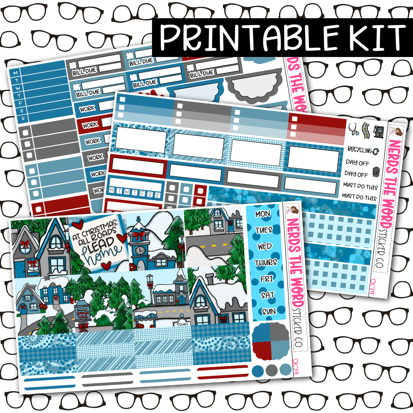 PRINTABLE Christmas Village Weekly Kit - Choose your Size