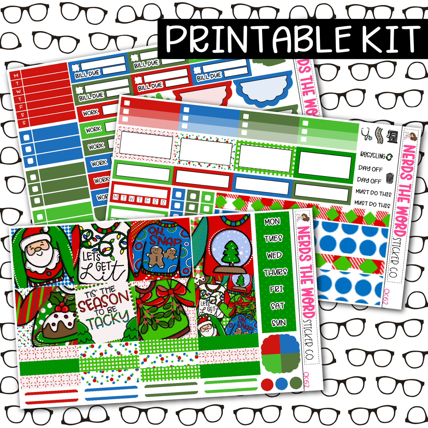 PRINTABLE Ugly Sweater Weekly Kit - Choose your Size