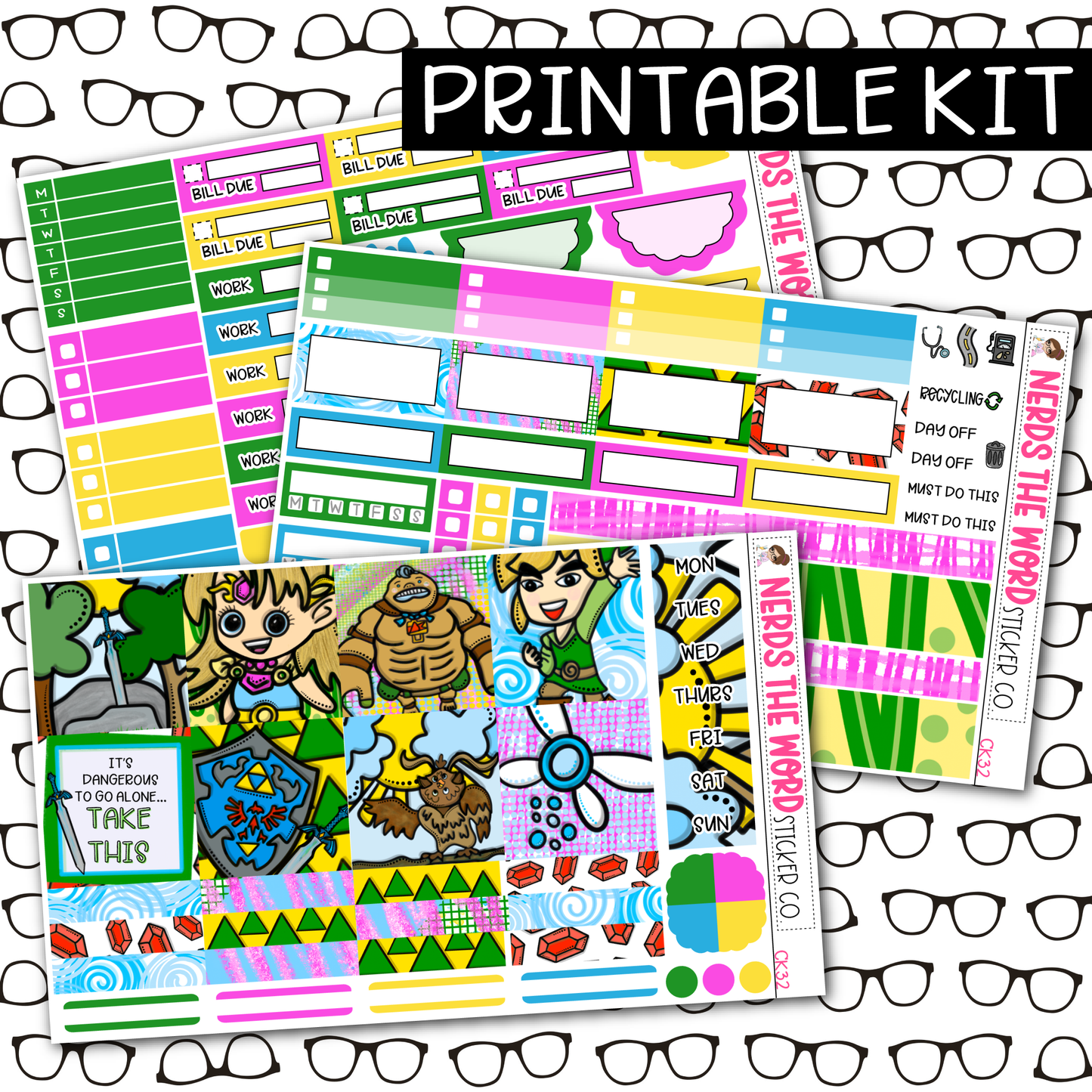 PRINTABLE Link Weekly Kit - Choose your Size
