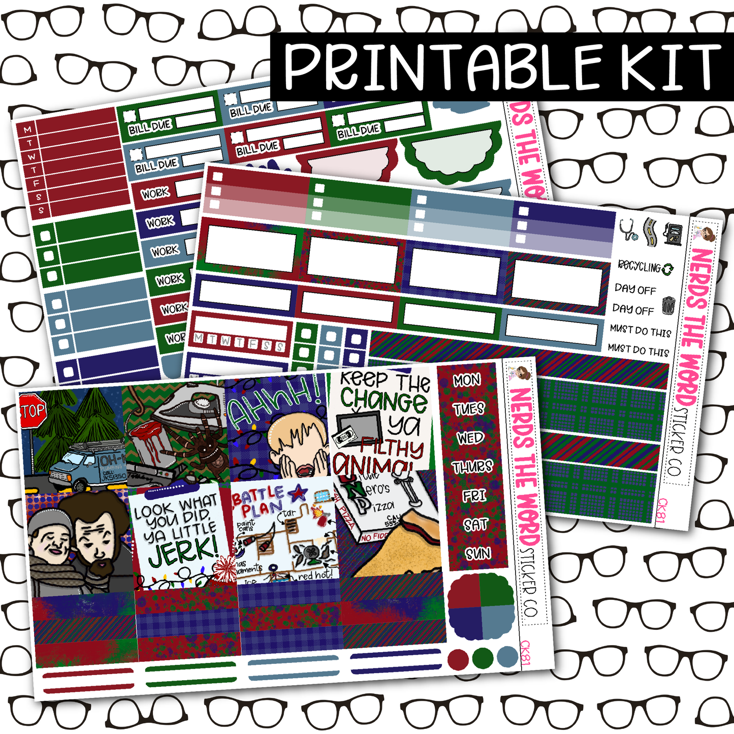 PRINTABLE  KEVIN Weekly Kit - Choose your Size