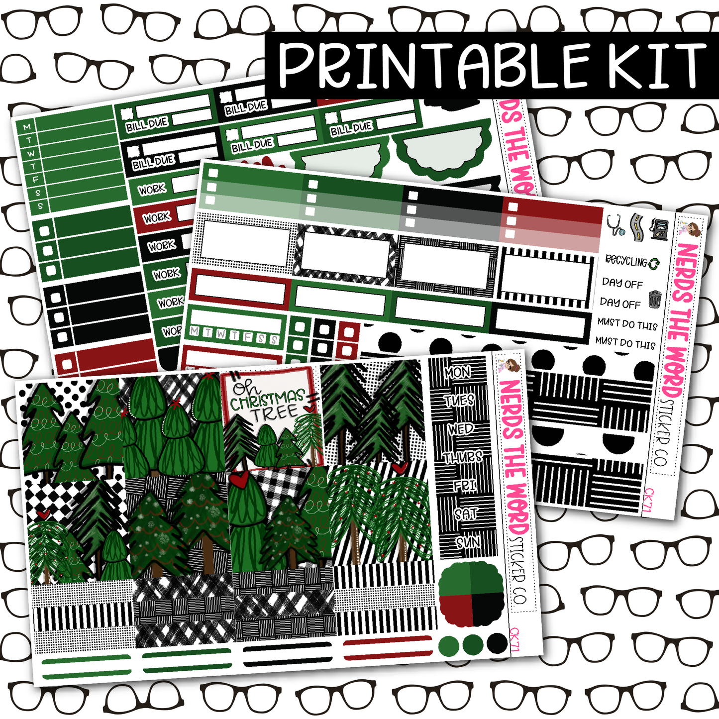 PRINTABLE Oh Christmas Tree Weekly Kit - Choose your Size