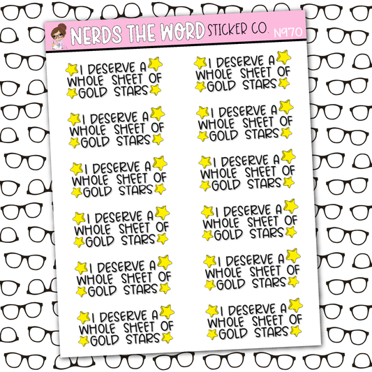 Whole Sheet of GOLD Stars Sticker Sheet