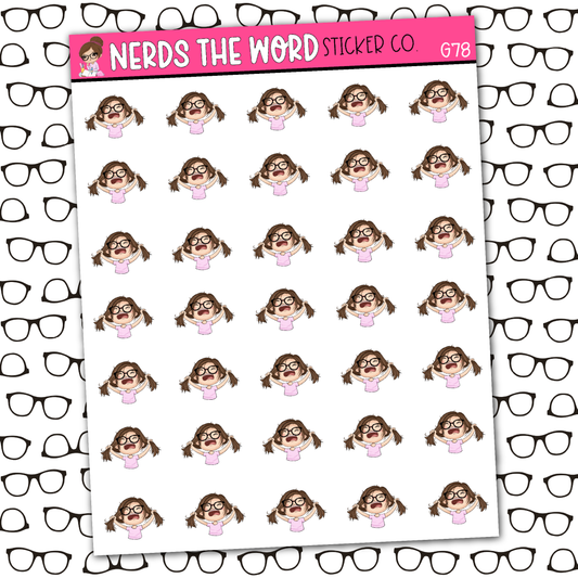 Nora Pulling Hair Out Sticker Sheet