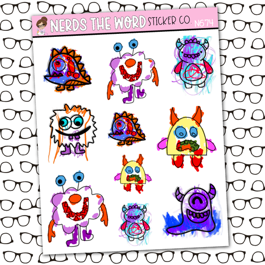 Monsters Sticker Sheet - Nerdette Collection