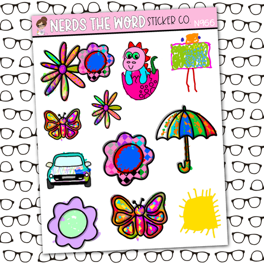 Mixed Spring Media Sticker Sheet - Nerdette Collection
