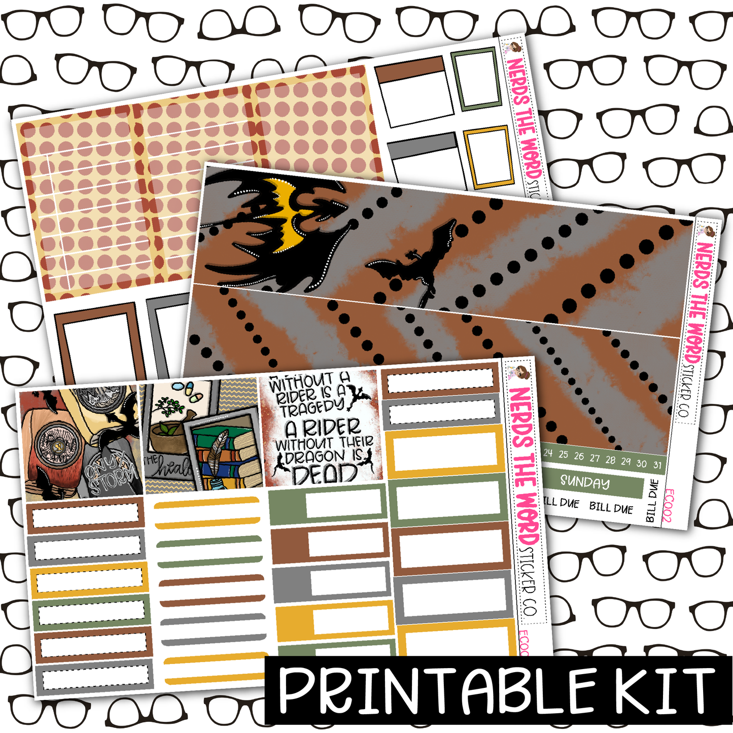 PRINTABLE - Storm Monthly, Weekly and or Journaling Sticker Kit