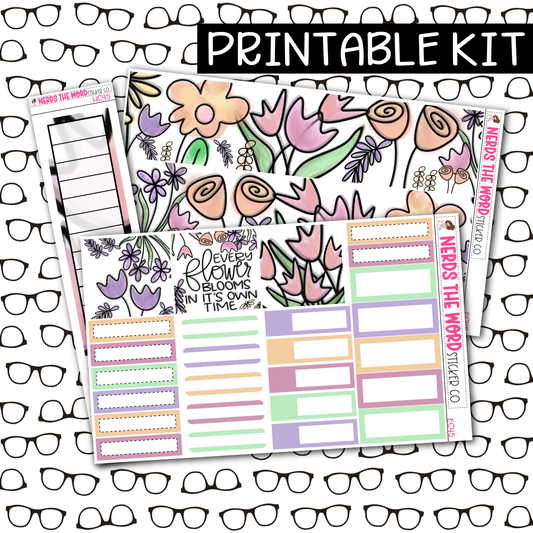 PRINTABLE Watercolor Floral Monthly Kit - Choose your Size