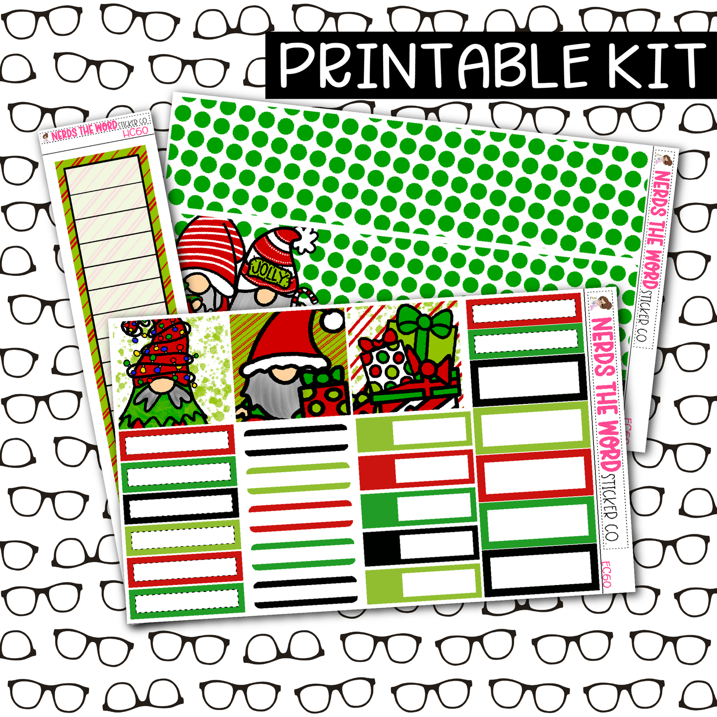 PRINTABLE Ho Ho Gnome Monthly Kit - Choose your Size