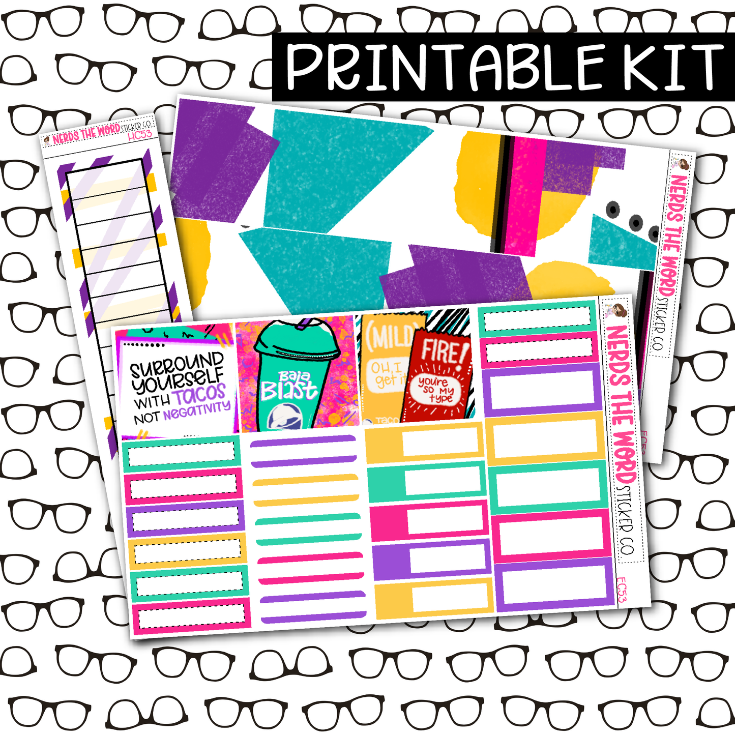 PRINTABLE Tacos Monthly Kit - Choose your Size