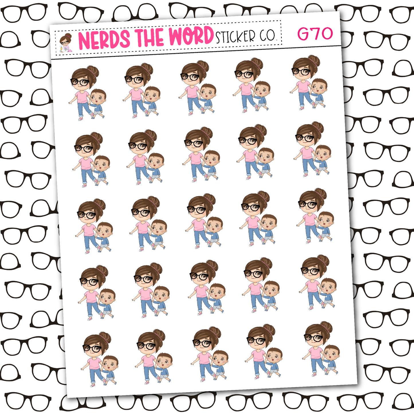 Nora Walks with Boy Sticker Sheet