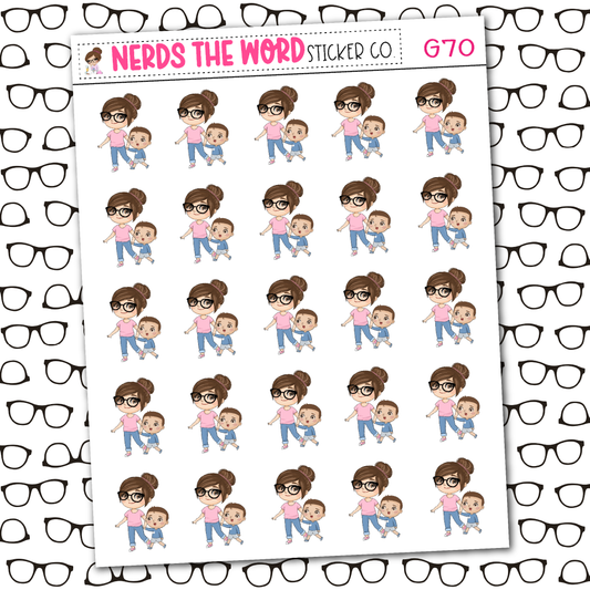 Nora Walks with Boy Sticker Sheet