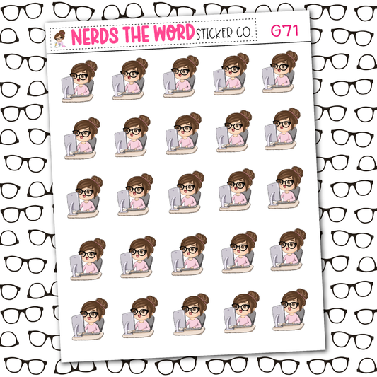 Nora At Desk Sticker Sheet