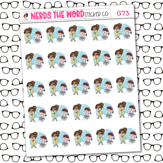 Nora Sled with Daughter Sticker Sheet