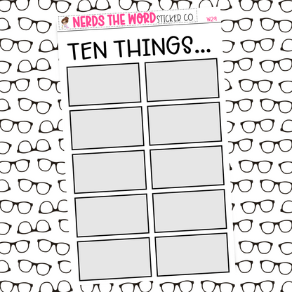 Ten Things Sticker Sheet
