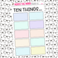 Ten Things Sticker Sheet