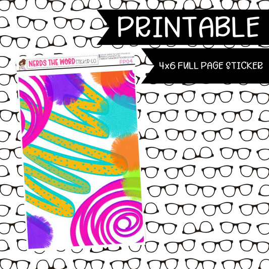 PRINTABLE Bright Doodle 4x6 FULL Sheet sticker