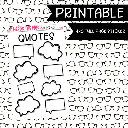 PRINTABLE Quotes FULL SHEET Sticker