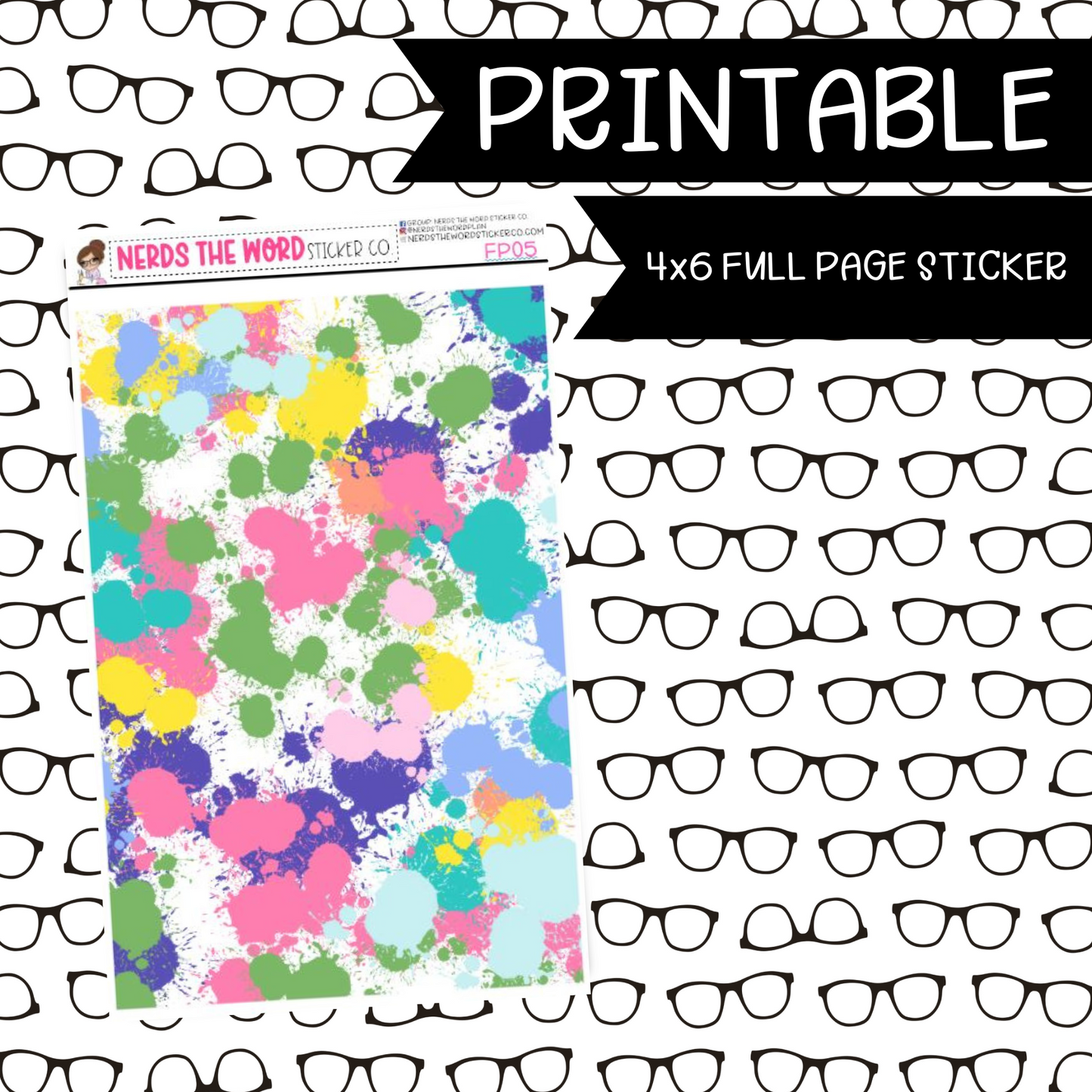 PRINTABLE Tropical Splatter 4x6 FULL Sheet sticker