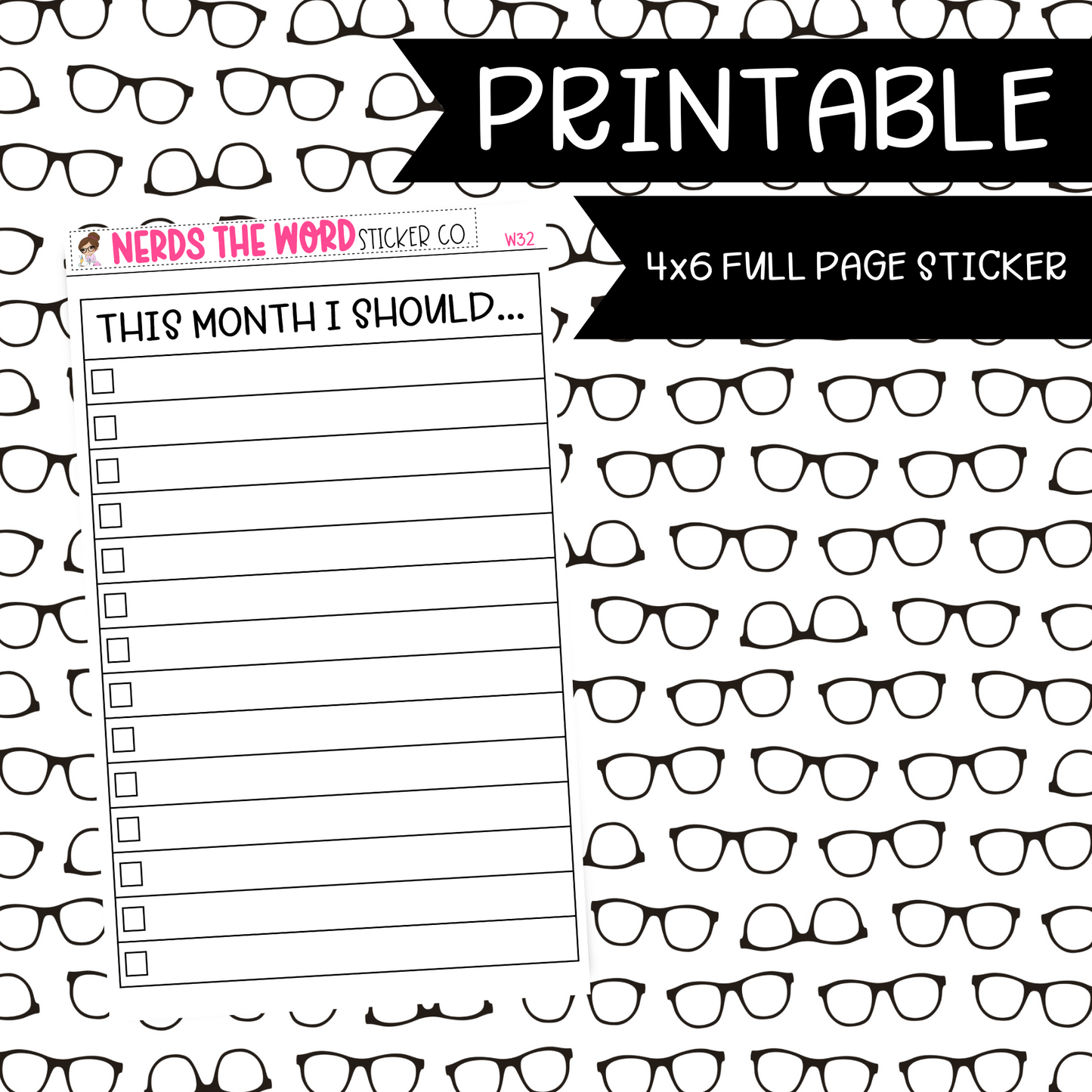 PRINTABLE This Month I Should FULL SHEET Sticker