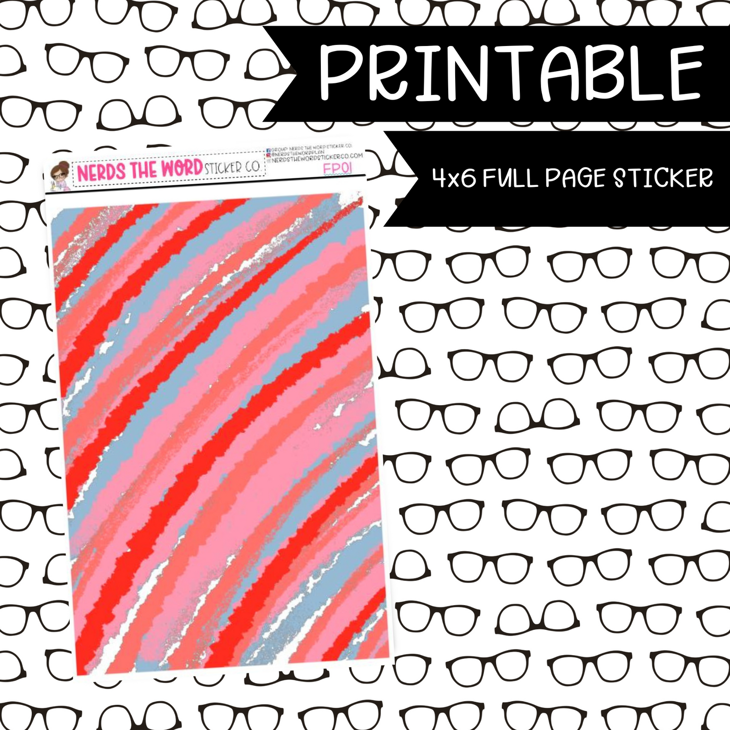 PRINTABLE Preppy Strokes 4x6 FULL Sheet sticker