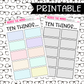 PRINTABLE Ten Things FULL SHEET Stickers