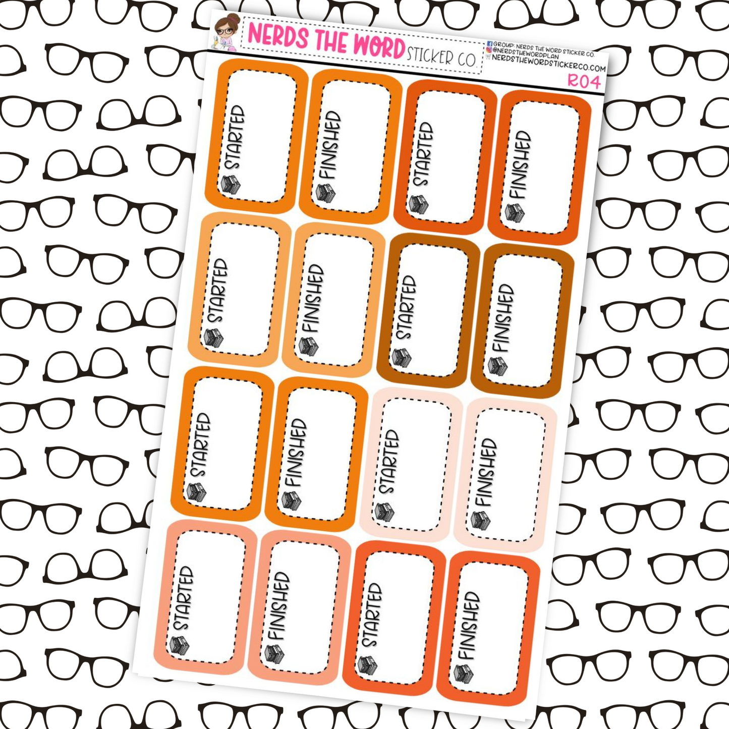 Started/Finished Reading Tracker Box Stickers