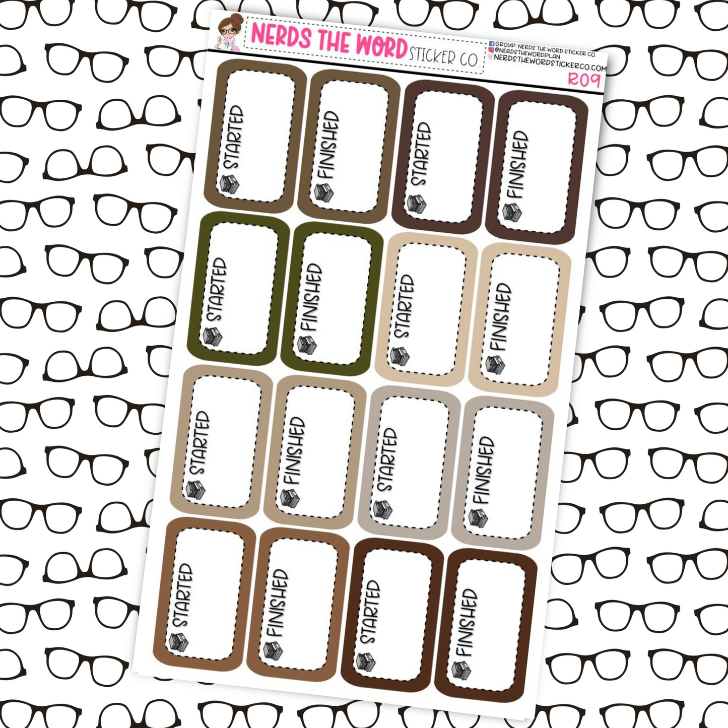 Started/Finished Reading Tracker Box Stickers