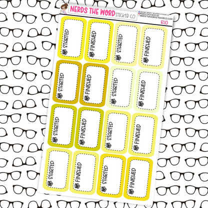 Started/Finished Reading Tracker Box Stickers