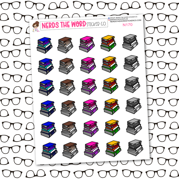 Book Stack Icon Sticker Sheet – Nerds The Word Sticker Co.