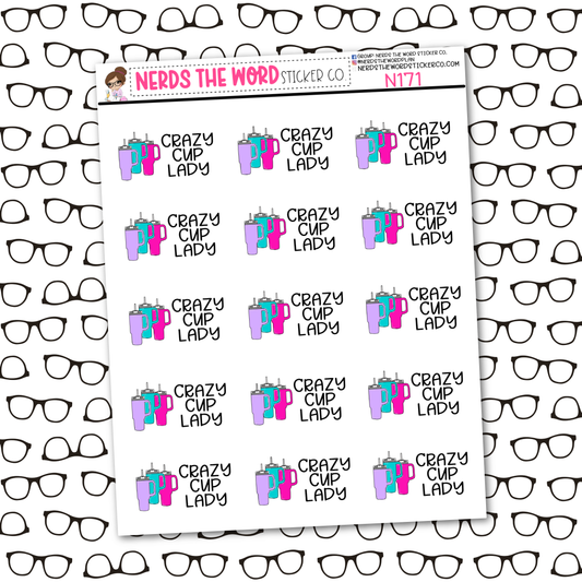 Crazy Cup Lady Sticker Sheet