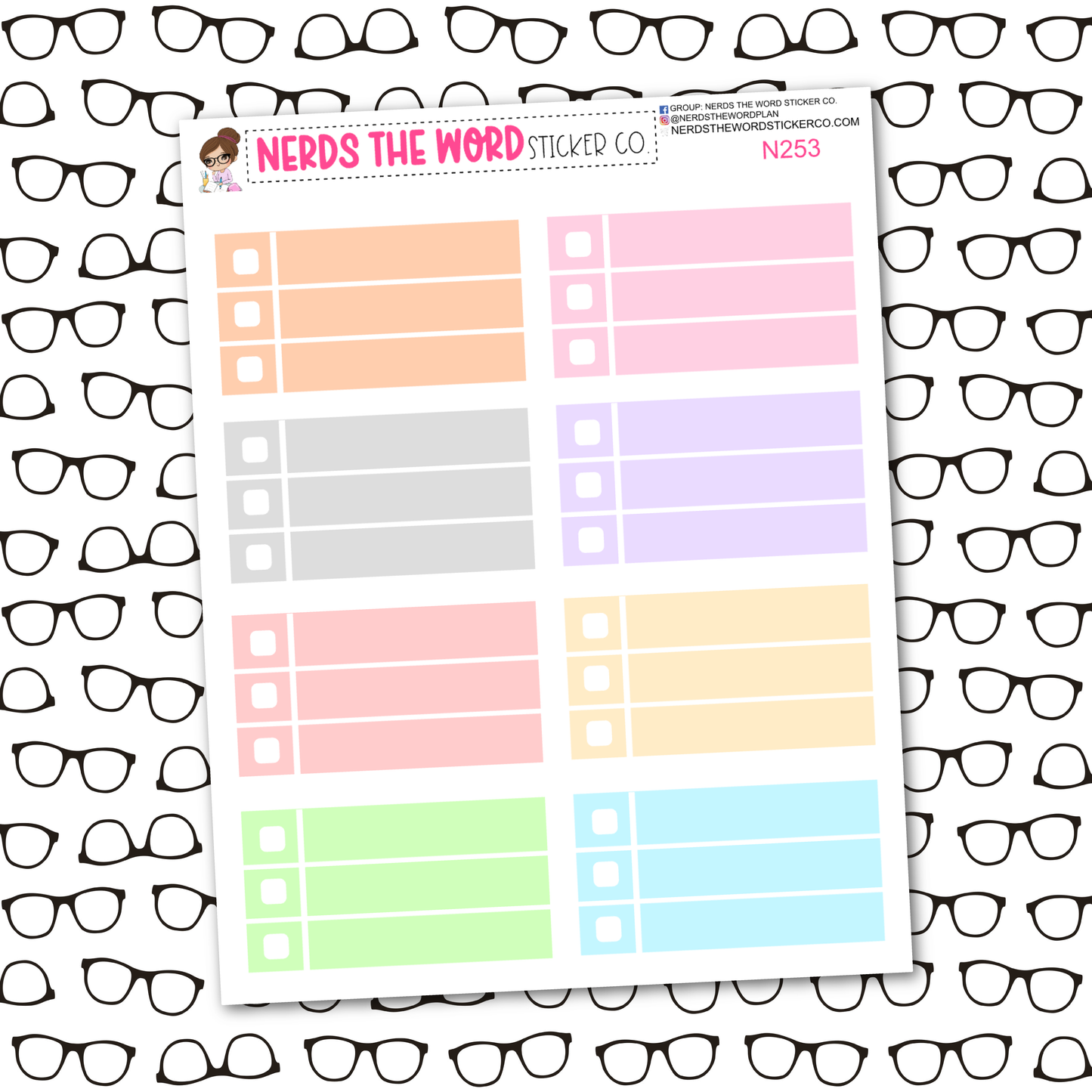 Pastel Three Row Checklist Box Sticker Sheet