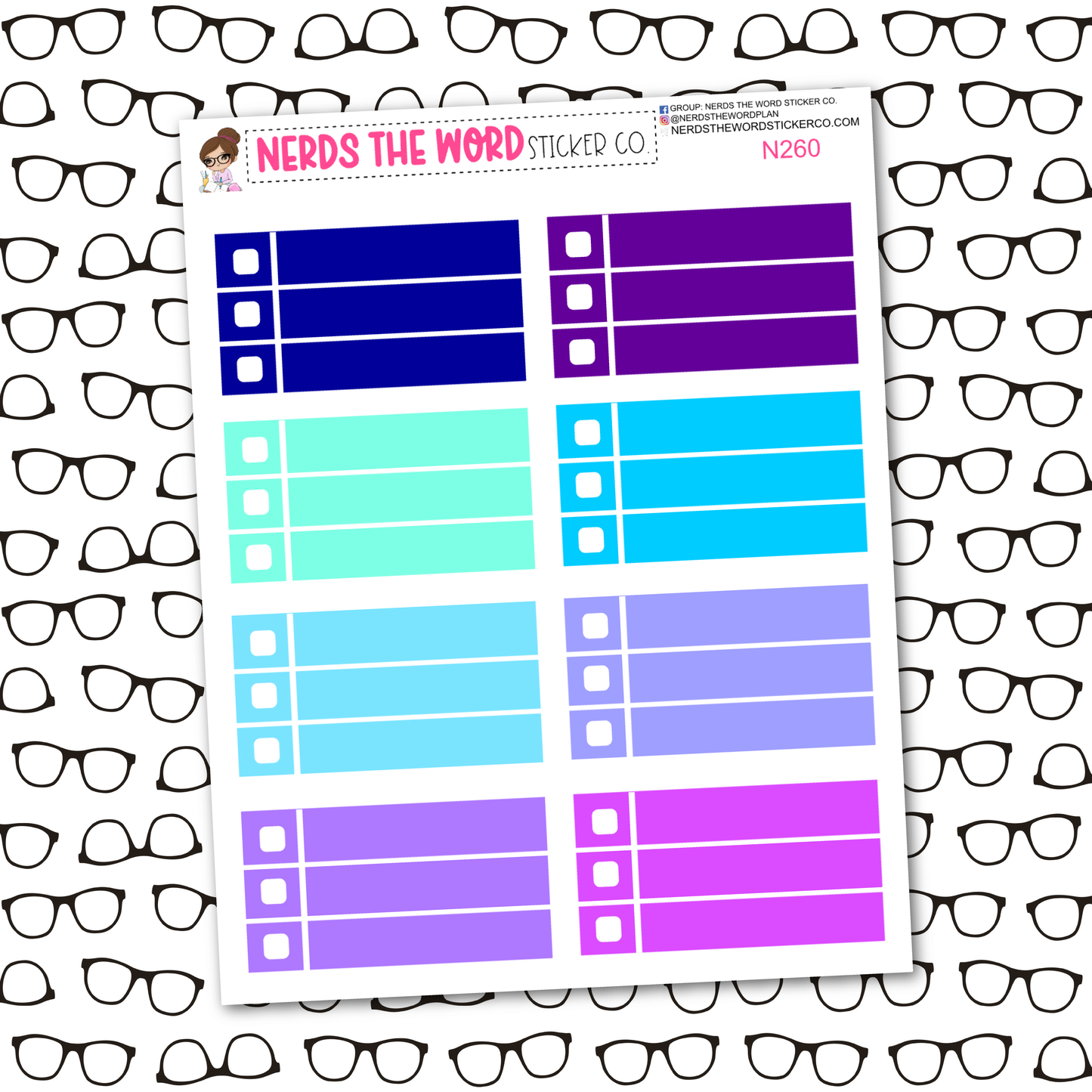 Peacock Three Row Checklist Box Sticker Sheet