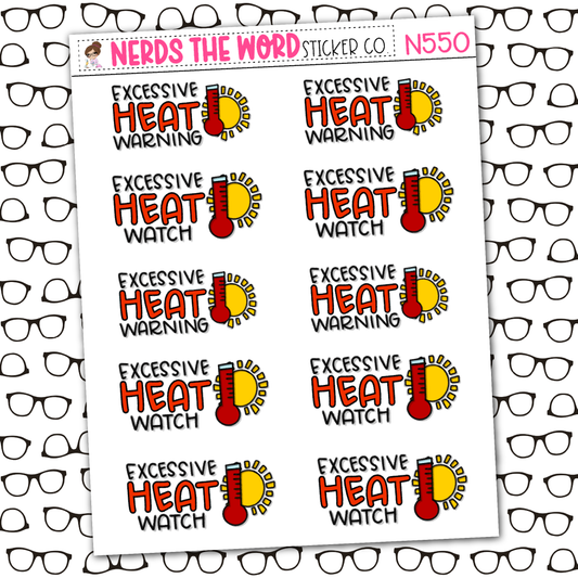 Heat Warning/Watch Sticker Sheet