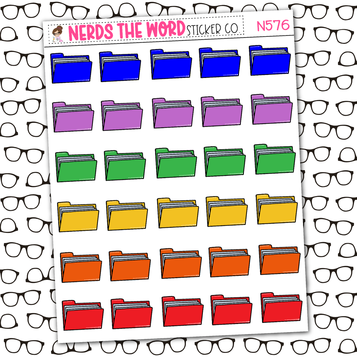 File Folder Icon Sticker Sheet - You Choose (Grayscale/Rainbow) – Nerds ...