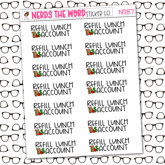 Refill Lunch Account Sticker Sheet
