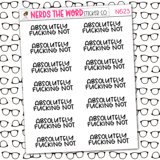 Absolutely F*cking Not Sticker Sheet