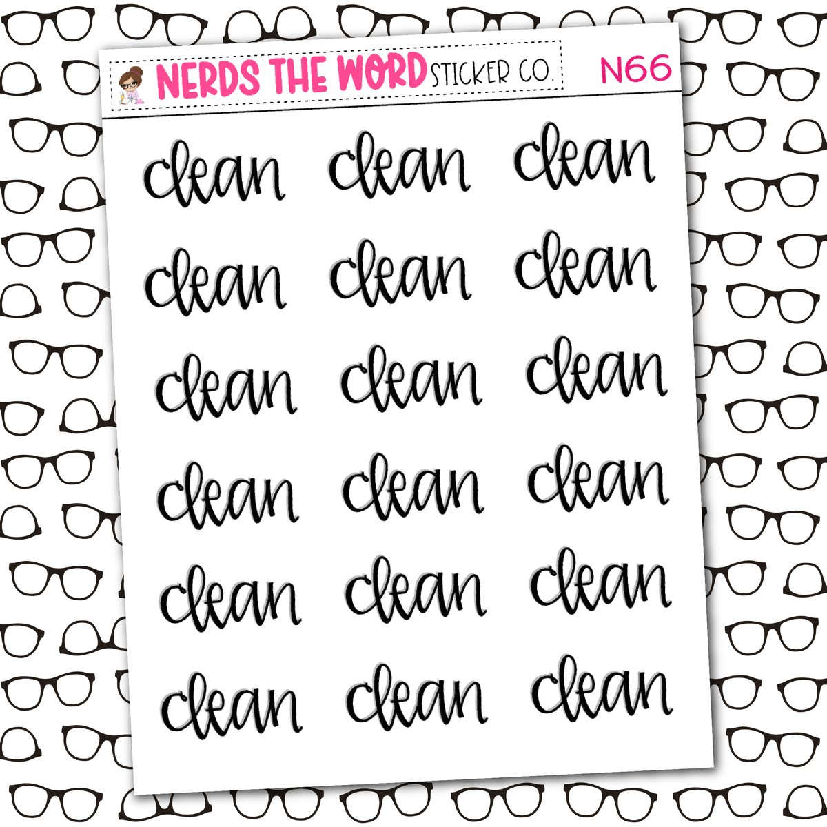 Clean Simple Sticker Clean Hand Lettered Sticker Sheet – Nerds The Word Sticker Co.