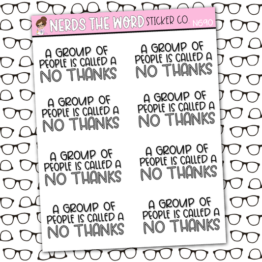 People No Thanks Sticker Sheet