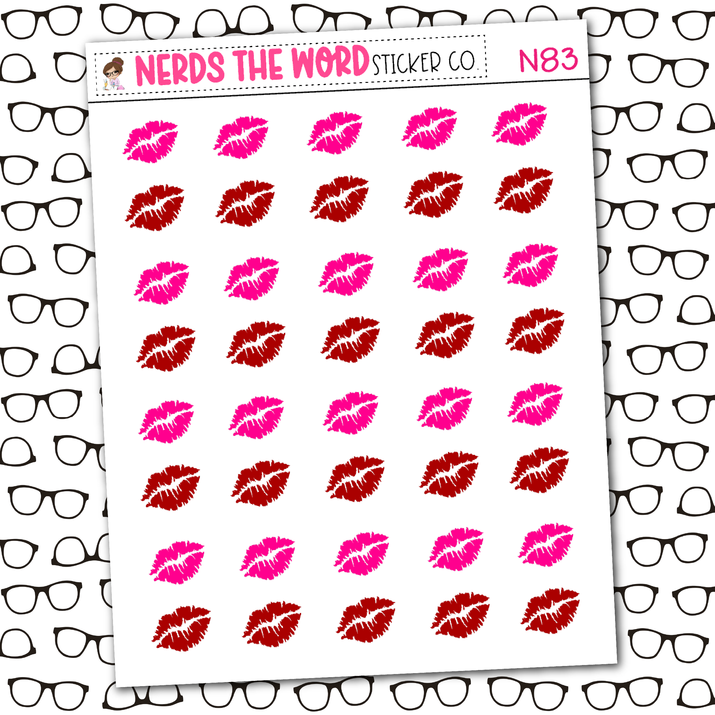 Lips Sticker Word Kiss Lips Icon Sticker Sheet – Nerds The Word Sticker Co.