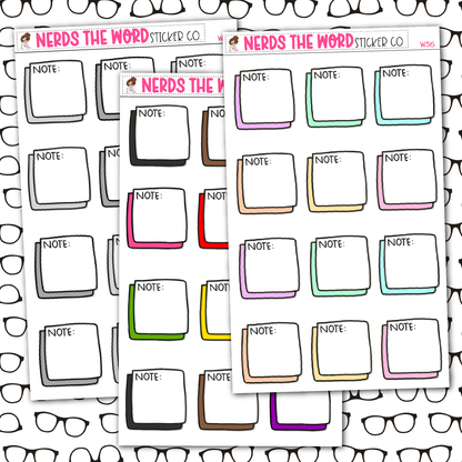 Note Functional Box Planner Stickers - You Choose
