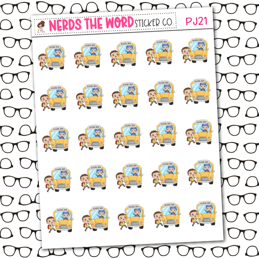 PJ School Bus Sticker Sheet