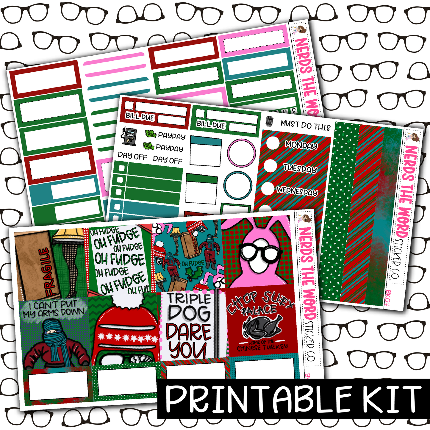 PRINTABLE - Christmas Story Monthly, Weekly and or Journaling Sticker Kit