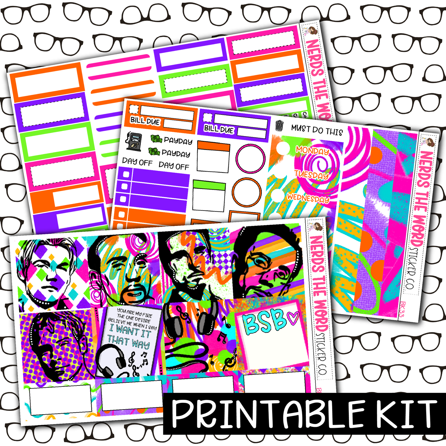 PRINTABLE - BSB Monthly, Weekly and or Journaling Sticker Kit