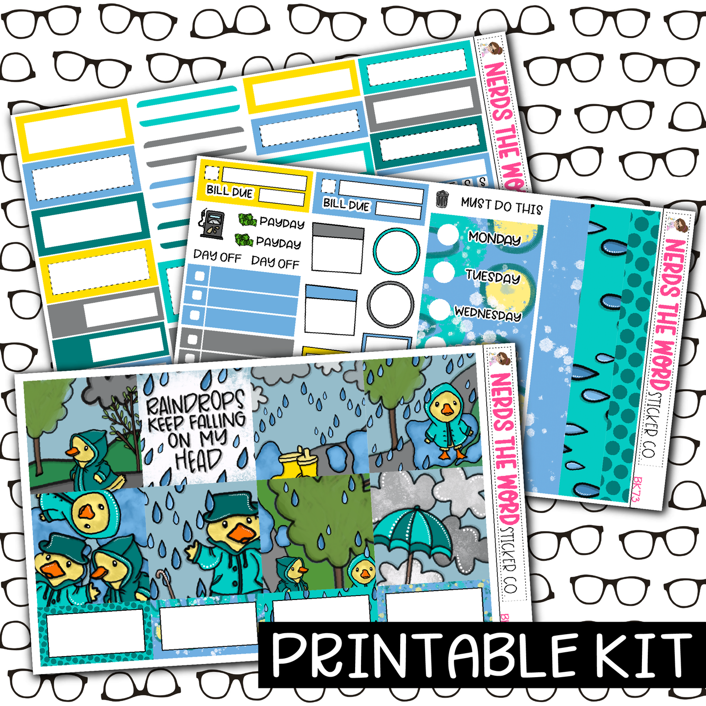 PRINTABLE -DuckyDoo Monthly, Weekly and or Journaling Sticker Kit
