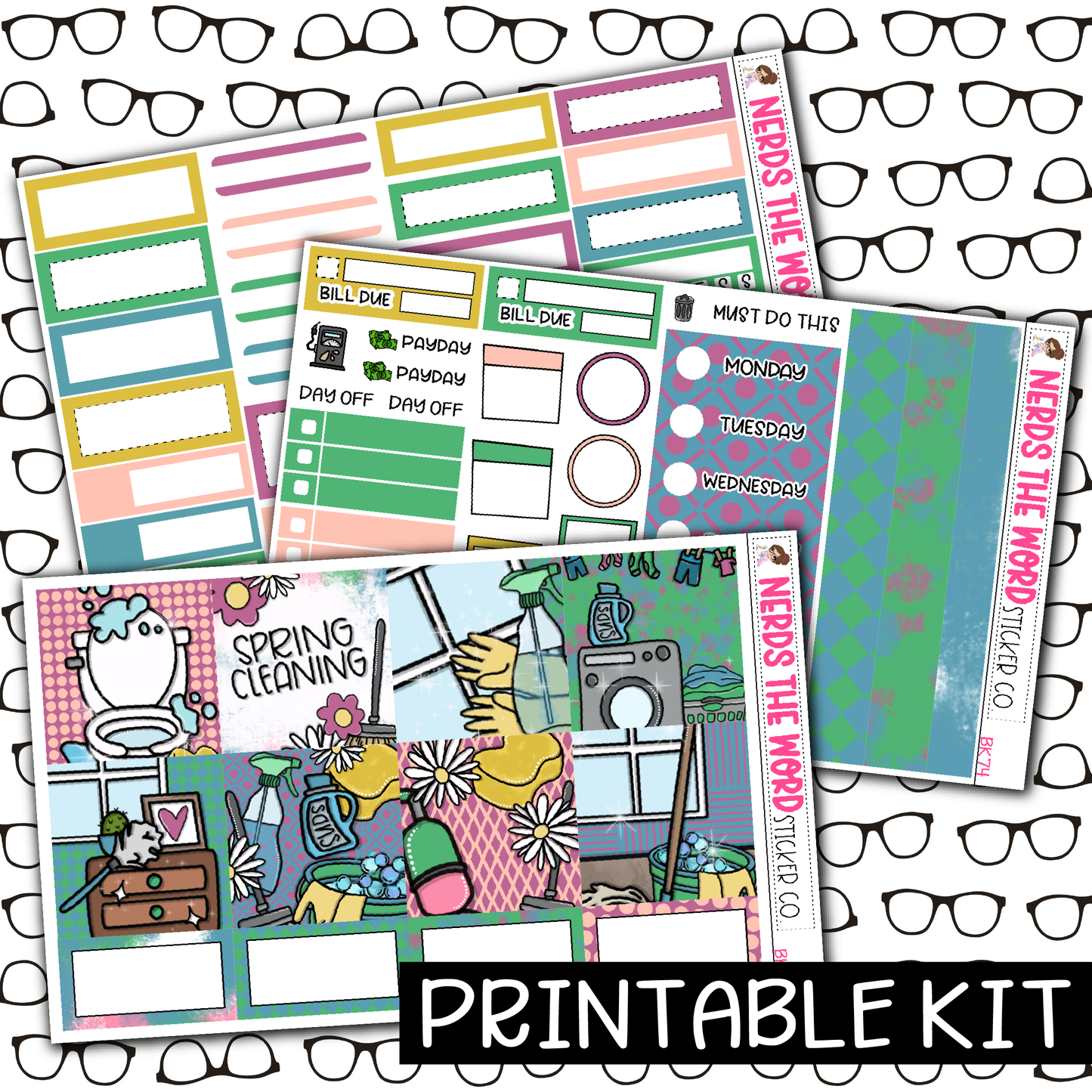PRINTABLE -Spring Cleaning Monthly, Weekly and or Journaling Sticker Kit
