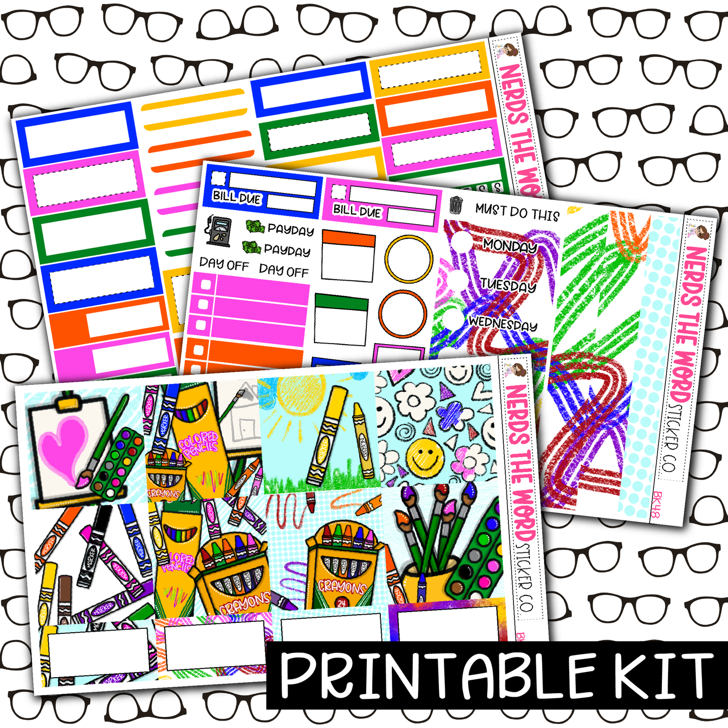 PRINTABLE - Color Monthly, Weekly and or Journaling Sticker Kit