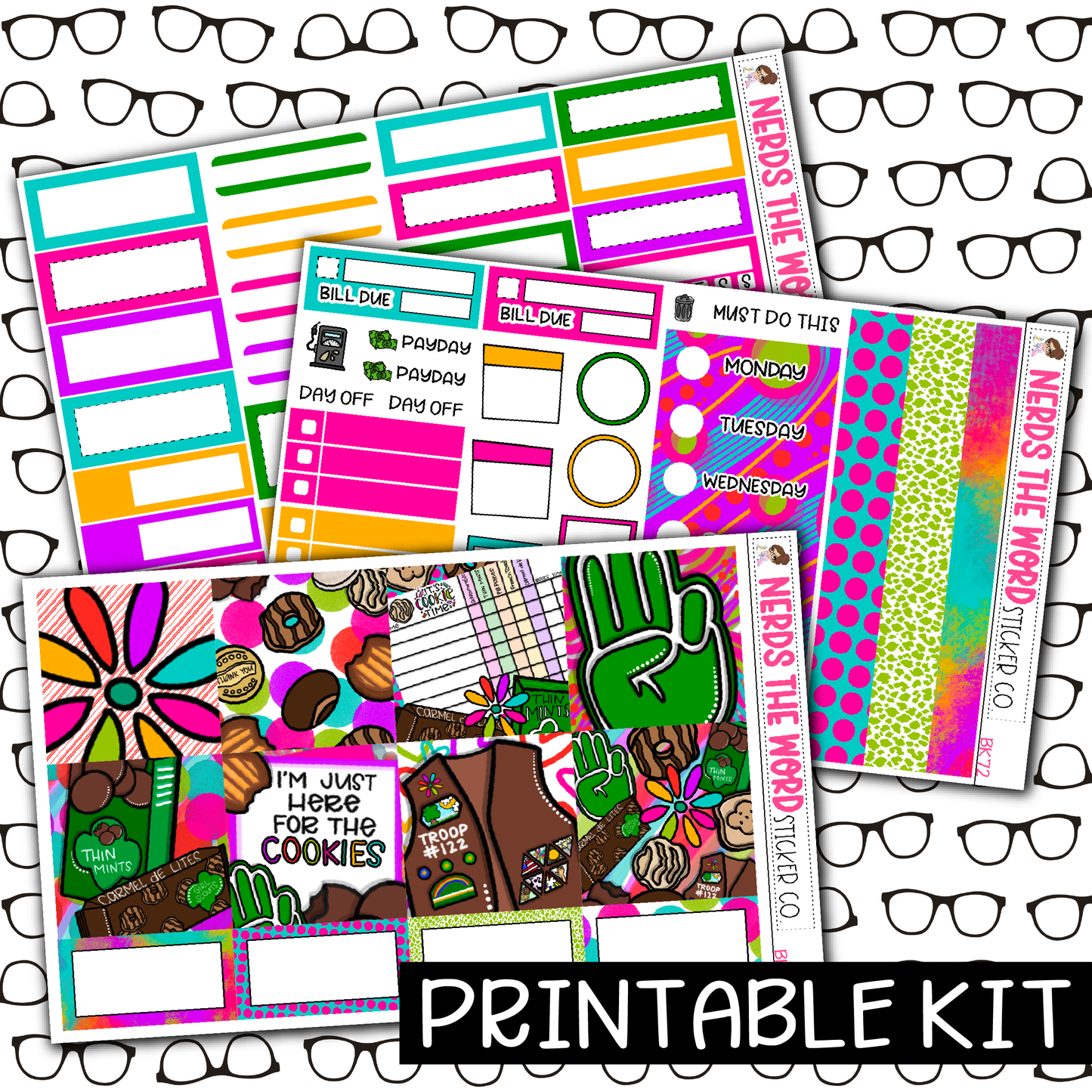 PRINTABLE - Cookie Time Monthly, Weekly and or Journaling Sticker Kit