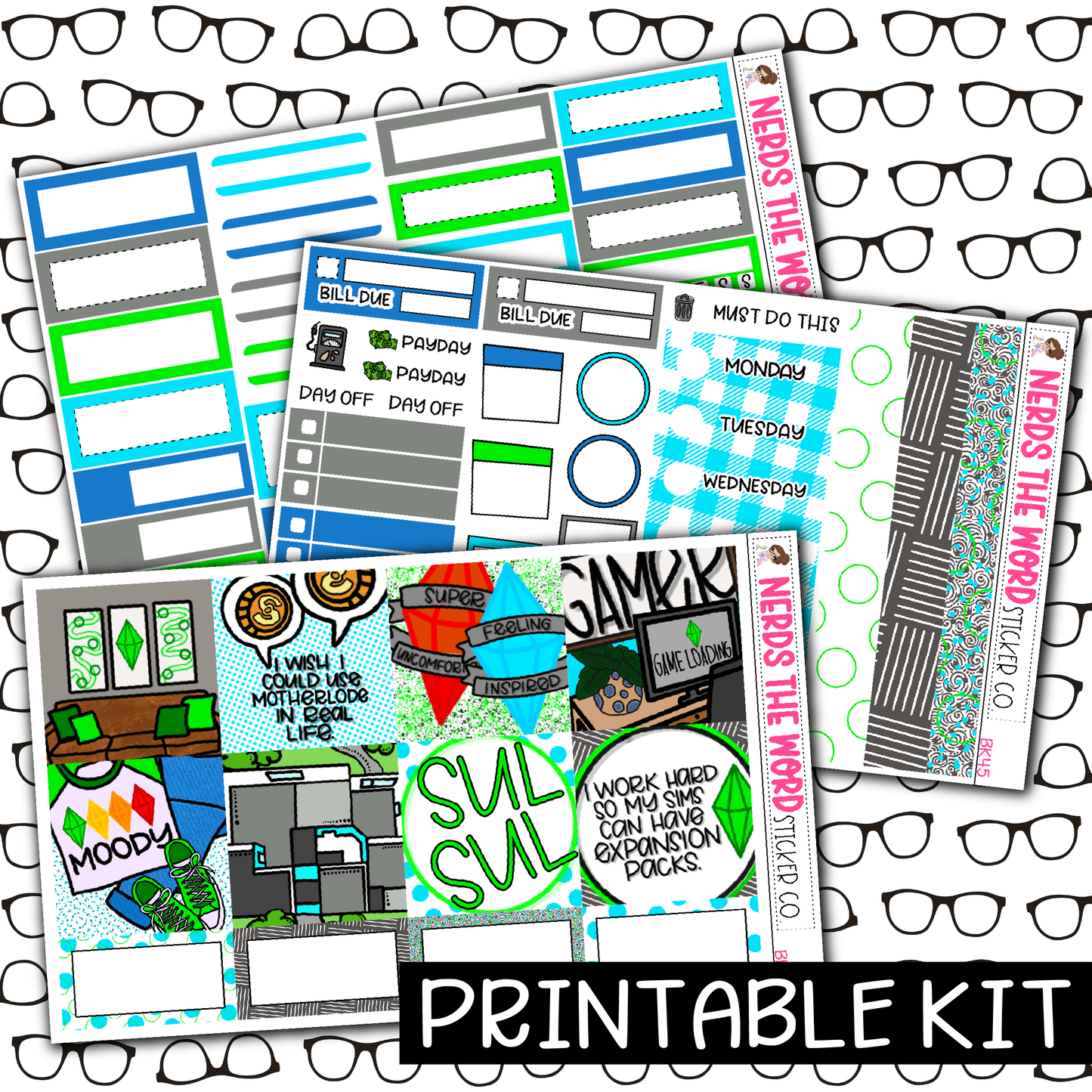 PRINTABLE - Sul Sul Monthly, Weekly and or Journaling Sticker Kit